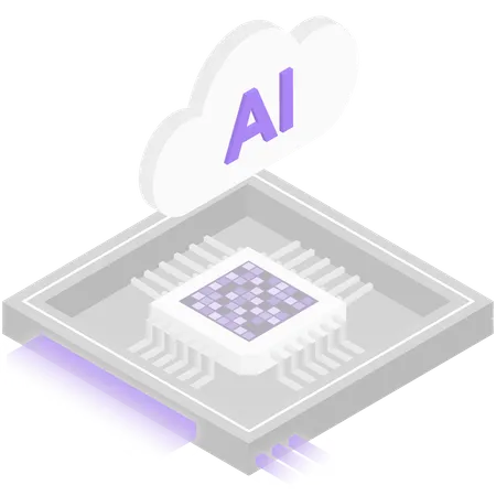 Chip de processador de nuvem ai  Ilustração