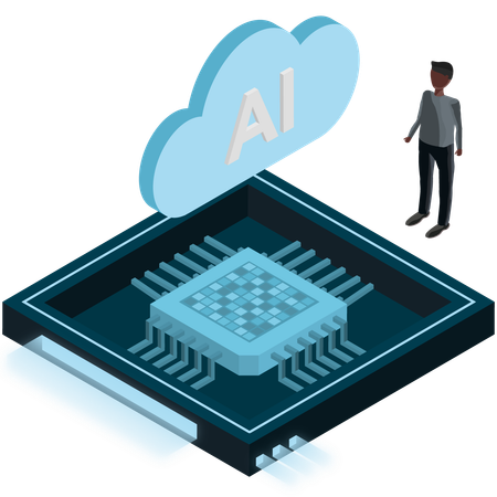 Chip de processador de nuvem ai  Ilustração