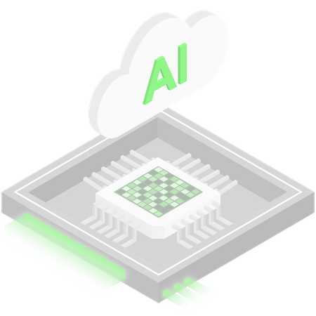 Chip de processador de nuvem ai  Ilustração