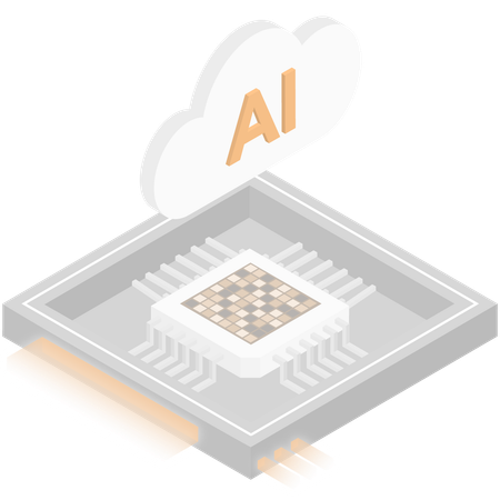 Chip de processador de nuvem ai  Ilustração