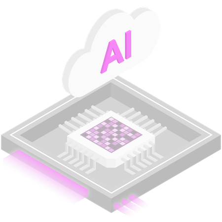 Chip de processador de nuvem ai  Ilustração