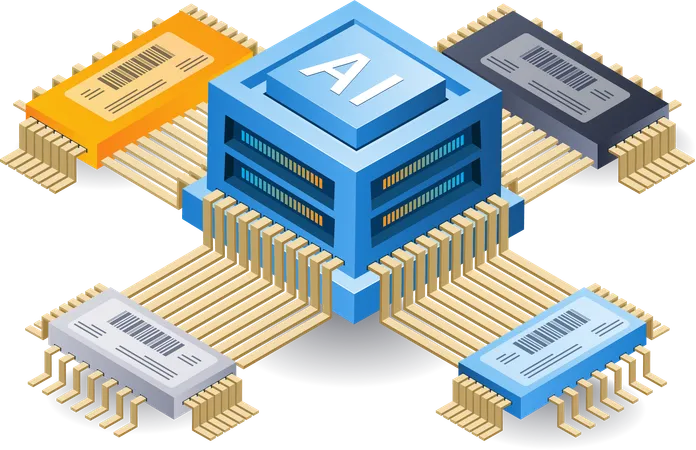 Chip de tecnología de inteligencia artificial  Ilustración