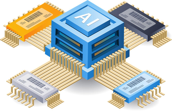 Chip de tecnologia de inteligência artificial  Ilustração