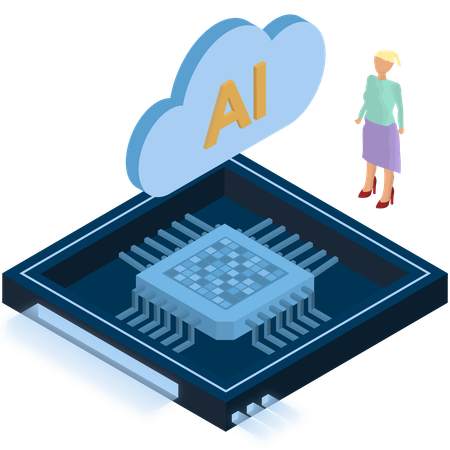 Chip de procesador de nube ai  Ilustración