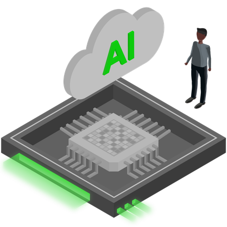 Chip de procesador de nube ai  Ilustración