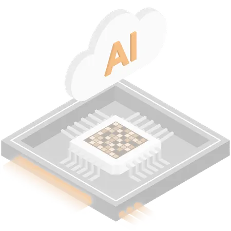 Chip de procesador de nube ai  Ilustración