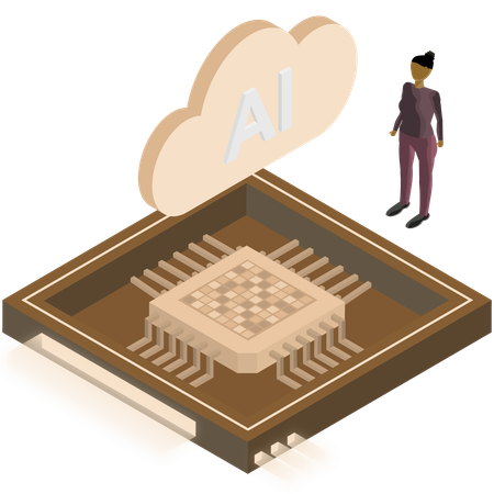 Chip de processador de nuvem ai  Ilustração