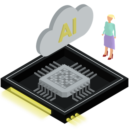 Chip de processador de nuvem ai  Ilustração