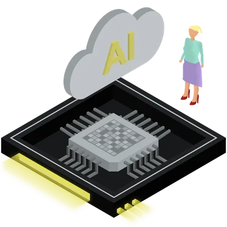 Chip de processador de nuvem ai  Ilustração