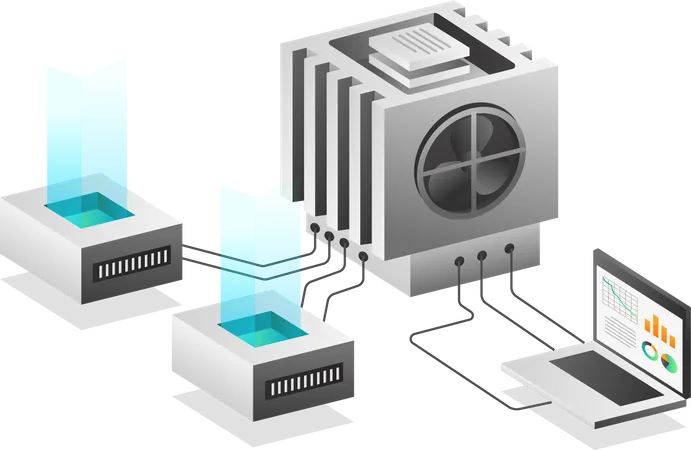 Chip server data network Illustration