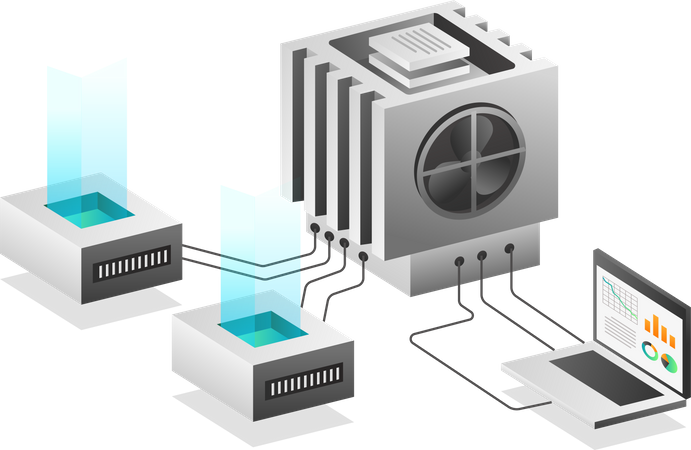 Red de datos del servidor de chips  Ilustración
