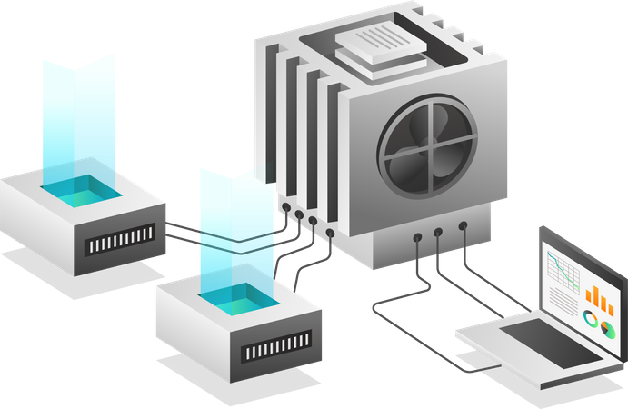 Rede de dados do servidor de chip  Ilustração