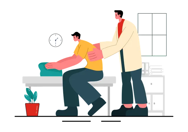 Chiropracteur traitant des patients du dos  Illustration