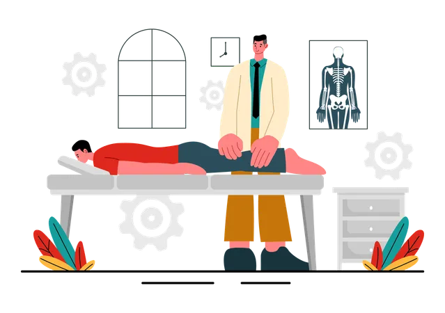 Chiropractor treating patient  Illustration