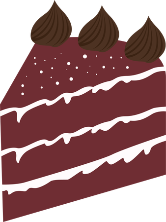 Chocolate Cake with Cream Topping  Illustration