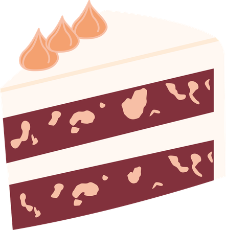 Chocolate Cake with Cream Topping  Illustration