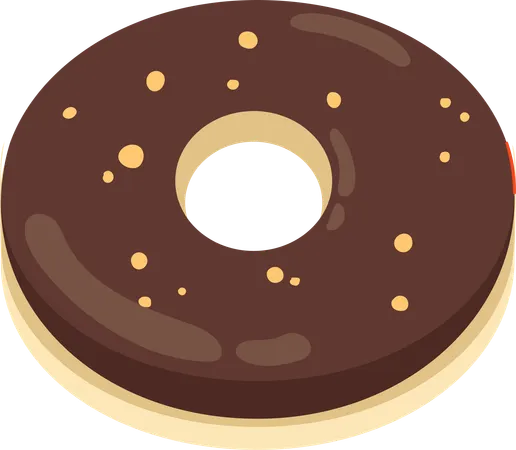 A Delectable Illustration Of A Chocolate Glazed Donut Sprinkled With Golden Sugar Beads Embodying The Perfect Sweet Treat Illustration