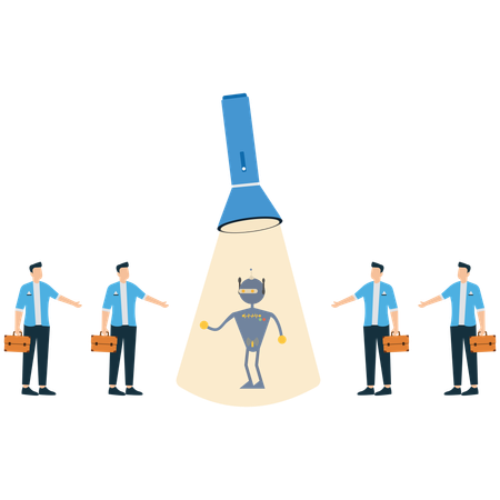 Choice between artificial intelligence and businessman  Illustration
