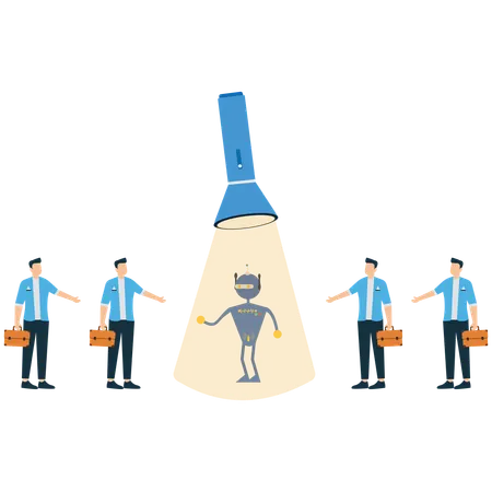 Choice between artificial intelligence and businessman  Illustration