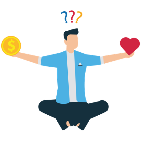 Choisir entre l'argent et les émotions  Illustration