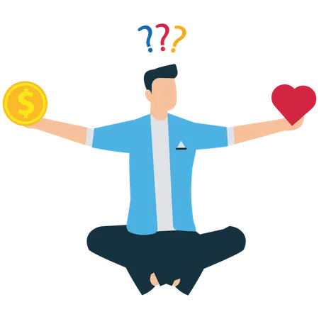 Choisir entre l'argent et les émotions  Illustration