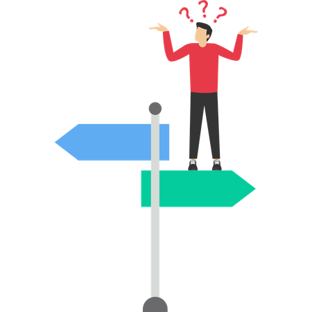 Prise de décision de choix comme deux options de chemin distinctes que l'homme d'affaires peut choisir  Illustration