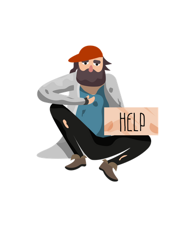 Chômeurs ayant besoin d'aide et de nourriture  Illustration