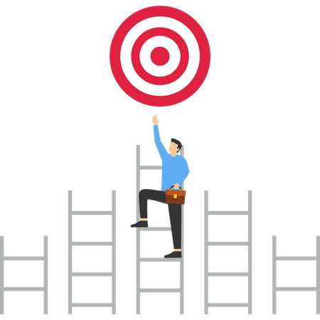 Choose the ladder to reach the destination  Illustration