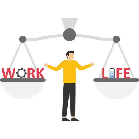 Choosing Business Interests Work And Life Libra And Wealth Balance And Equality Work And Travel Vector Illustration Design Concept In Flat Style イラスト
