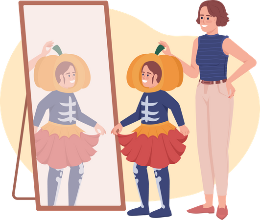 Choosing costume with mom  Illustration