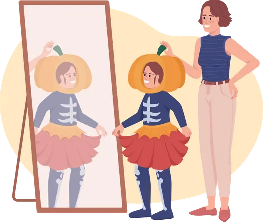 Choosing costume with mom  Illustration