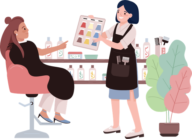 Choosing hair colour  Illustration