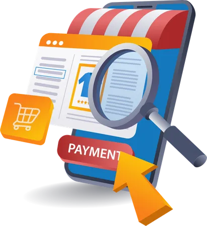 Choosing online payment option  Illustration