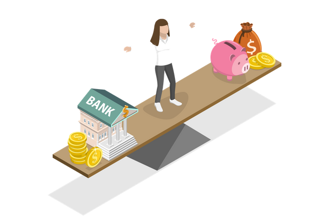 Choosing Piggybank  Illustration