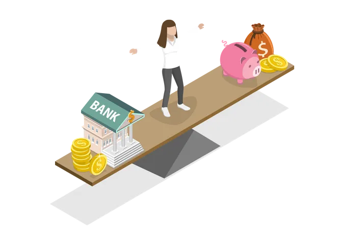 Choosing Piggybank  Illustration