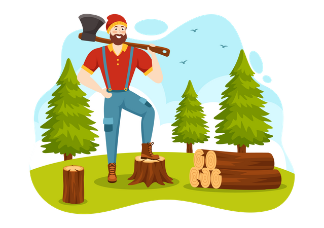 Chopping Timber  Illustration