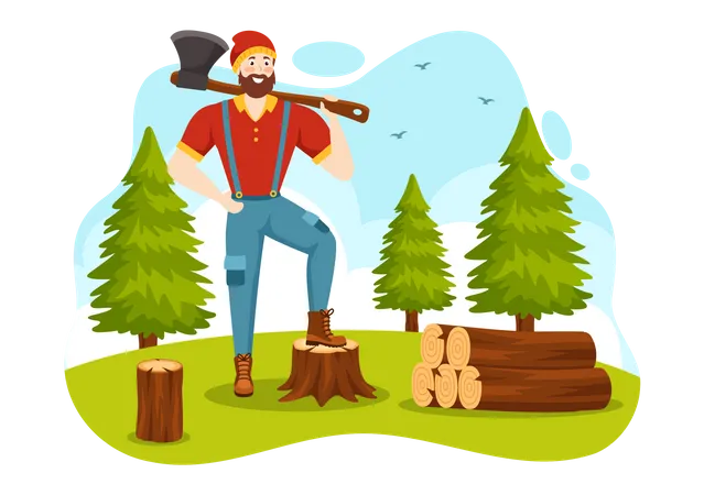 Chopping Timber  Illustration