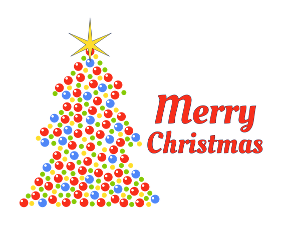 Christbaumkugeln mit Weihnachtsgruß  Illustration
