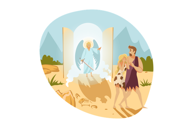 Christian couple scared  Illustration