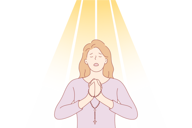 Christian girl praying god  Illustration