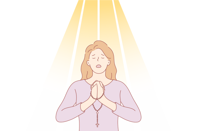 Christian girl praying god  일러스트레이션