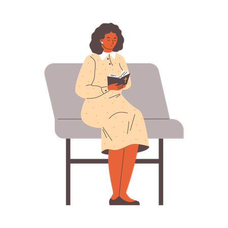 Christian Lady reading bible  Illustration