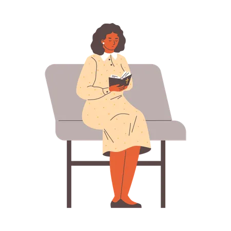 Christian Lady reading bible  Illustration