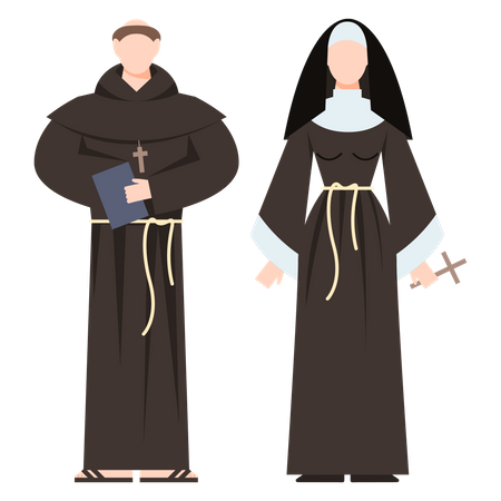 Christian monk couple  Illustration