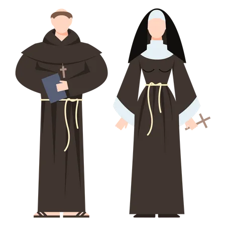 Christian monk couple  Illustration