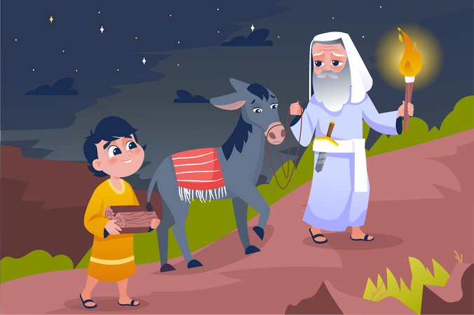 Christian person Climbing the mountain  イラスト