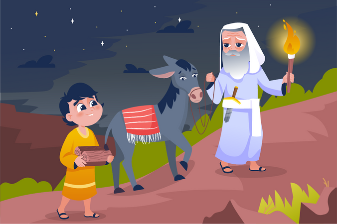 Christian person Climbing the mountain  Illustration