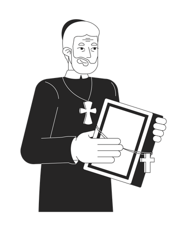 Christlicher Priester hält Bibel mit Kreuzkette  Illustration