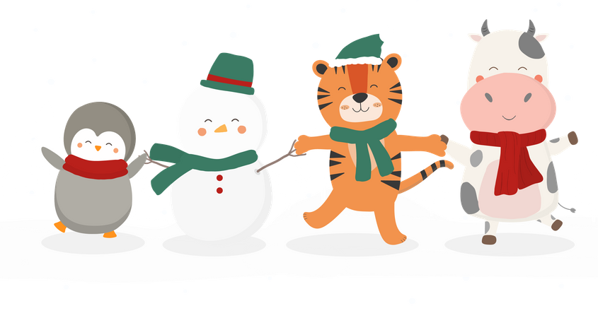 Christmas animals celebrating Christmas Illustration