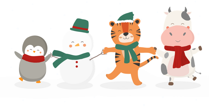 Christmas animals celebrating Christmas  Illustration